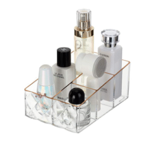 Beauty diamond pattern desktop organizer for cosmetic transparent perfume facial case makeup organizer