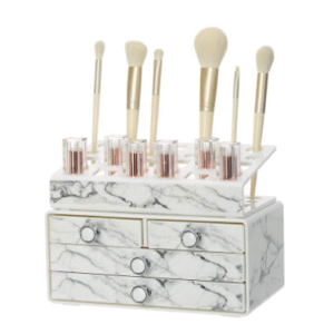 Luxury desk stackable dustproof facial tools brush organiszer cosmetic eyebrow pencil stand plastic makeup drawer organizer set