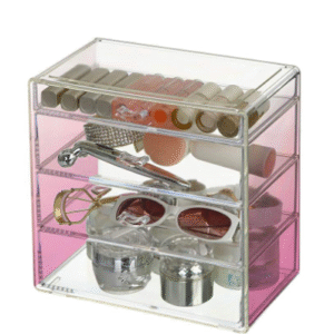 Dresser cosmetic skin care drawers storage holder for girl woman 4 tiers pink dresser plastic makeup organizer
