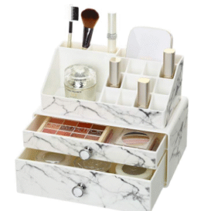 Modern luxury PS 15 compartment cosmetic and jewelry organizer small plastic marble makeup organizer set