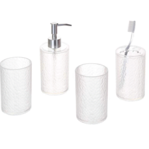 Luxury home bathroom set soap dispenser toothbrush holder tumbler plastic bathroom accessories set
