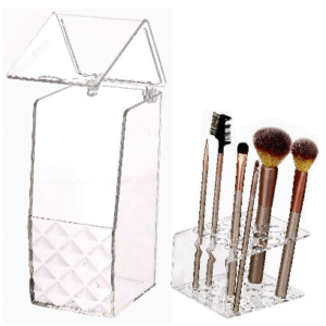 Transparent dust proof table top makeup brush organizer box with cover