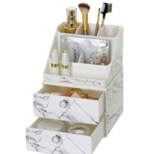 2pcs set Nordic design marble printing square desktop cosmetics brush eyeshadow holder plastic cosmetic makeup organizer set box