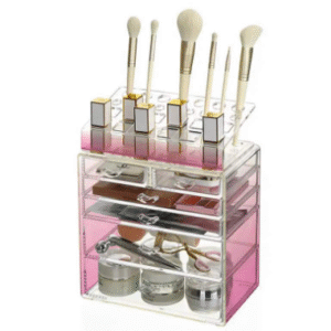 Elegant cosmetic drawers organizer for dresser desktop jewelry makeup brushes holder dustprood plastic makeup storage organizer