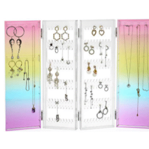 4-Leaf Folding rainbow stylish design earrings rings storage box plastic large acrylic jewelry storage organizer bin