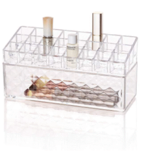 Multidrawer osmestic skincare tools lip gloss stand facial brushes tray transparent 2-layer plastic makeup storage organizer box