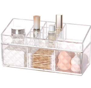 Brief dresser plastic 2 layers makeup organizer transparent cosmetic case makeup drawers storage organizer with cover