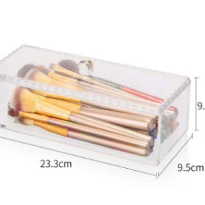 Desk plastic clear cottonpad holder with lid cosmetic case jewelry display box acrylic makeup brush organizer box