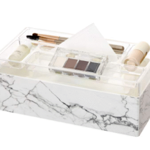 Rectangle acrylic tissue holder plastic tissue box with divisions lids
